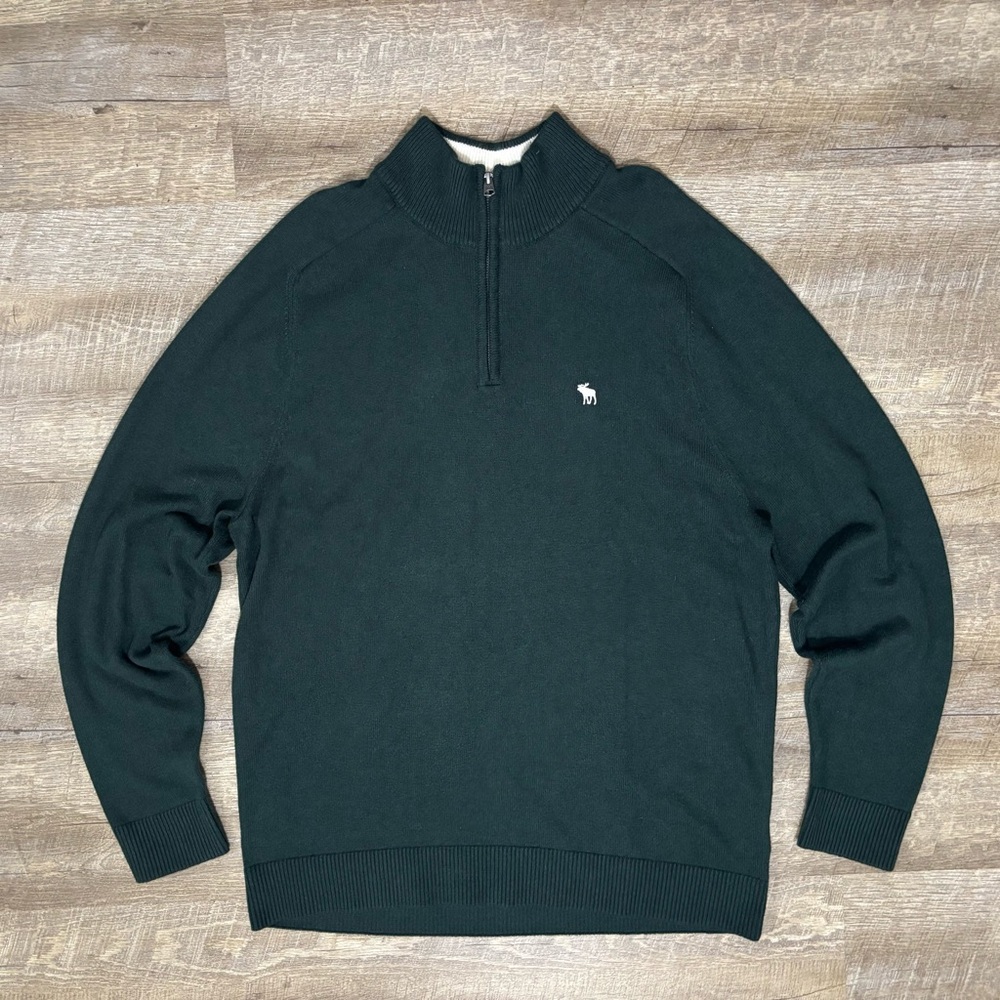 Abercrombie & Fitch Soft A&F Sweater Men's XXL Green 1/4 Zip Cashmere Blend